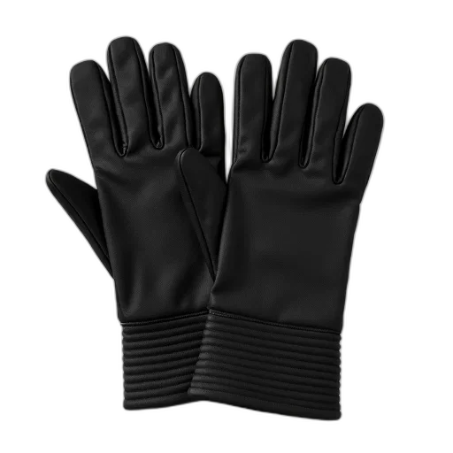 jacket, pair, black, gloves, smooth, texture, ribbed, cuff transparent PNG cut-out
