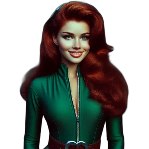 hair, dress, comic book art, fantasy art, photorealistic, cartoon, green, woman transparent PNG cut-out