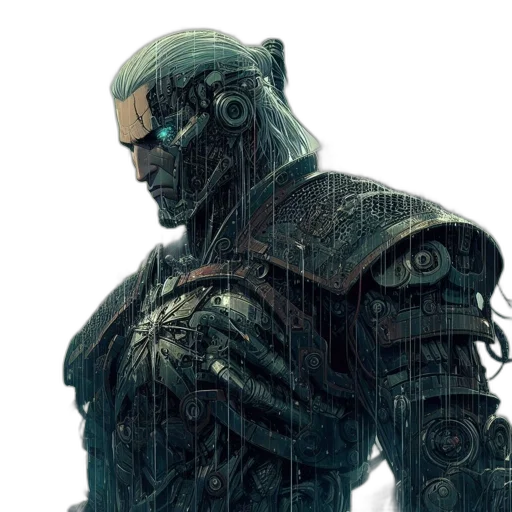 robot, face, concept art, cyberpunk, comic book art, fantasy art, green, monochrome transparent PNG cut-out