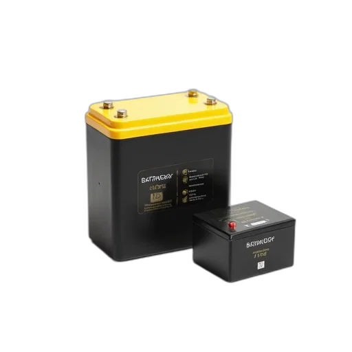 black, yellow, battery, pack, barcode, sticker, placed, white transparent PNG cut-out