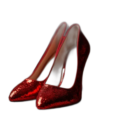 shoes, 3d render, photorealistic, red, pair, sequin, table transparent PNG cut-out