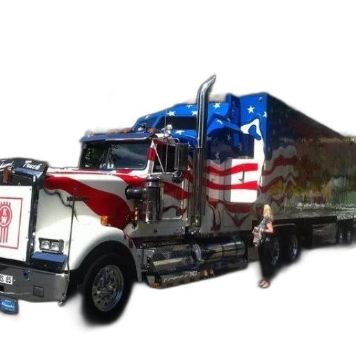 weapon, 3d render, concept art, photorealistic, large, truck, american, flag transparent PNG cut-out