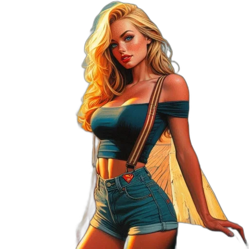 dress, comic book art, concept art, cartoon, fantasy art, golden, confident, woman transparent PNG cut-out