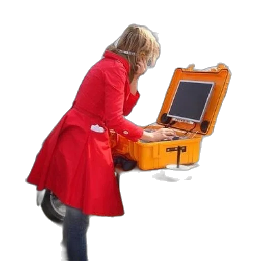 furniture, jacket, staff, robot, 3d render, woman, red, coat transparent PNG cut-out