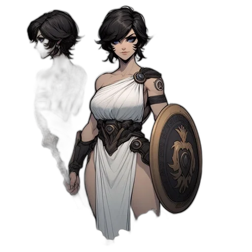 dress, staff, weapon, concept art, fantasy art, comic book art, pixel art, monochrome transparent PNG cut-out