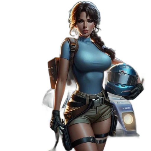 concept art, fantasy art, comic book art, cyberpunk, blue, woman, stands, garaged transparent PNG cut-out