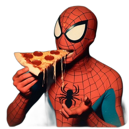food, animal, weapon, 3d render, concept art, comic book art, pixel art, spider-man transparent PNG cut-out