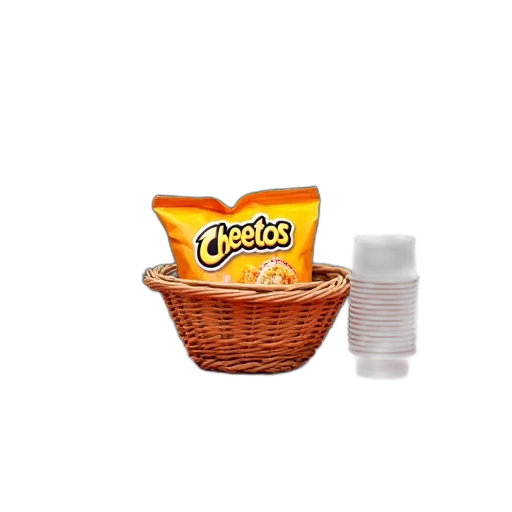 food, hat, crown, weapon, 3d render, photorealistic, red, yellow transparent PNG cut-out