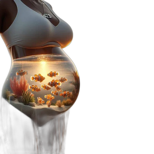 bottle, 3d render, photorealistic, concept art, underwater, image, woman, transparent transparent PNG cut-out