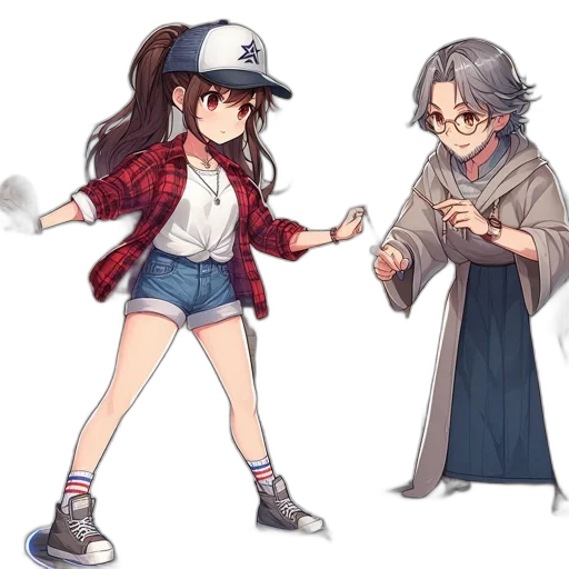 staff, hat, weapon, jacket, pixel art, anime, concept art, cartoon transparent PNG cut-out