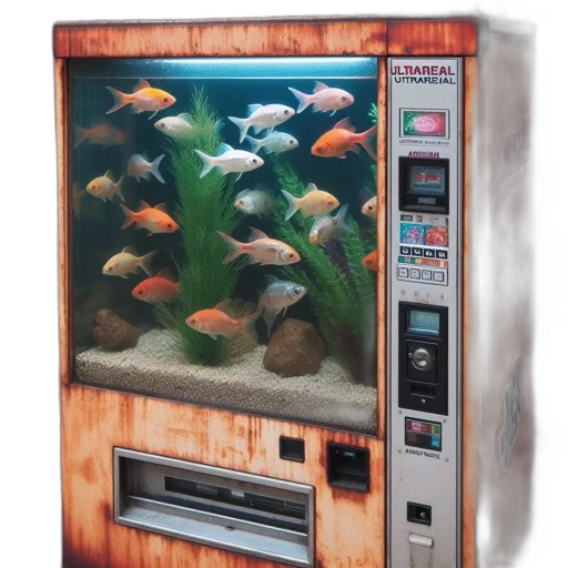 robot, food, photorealistic, 3d render, vaporwave, concept art, underwater, old transparent PNG cut-out