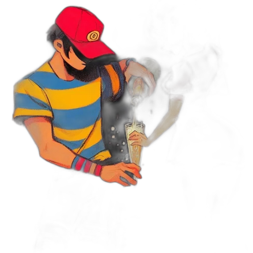 staff, hat, mask, concept art, cartoon, watercolor, pixel art, fire transparent PNG cut-out