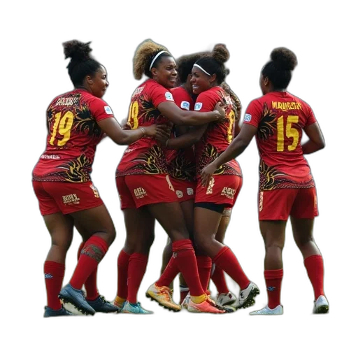 vanuatu, players, celebrate, during transparent PNG cut-out