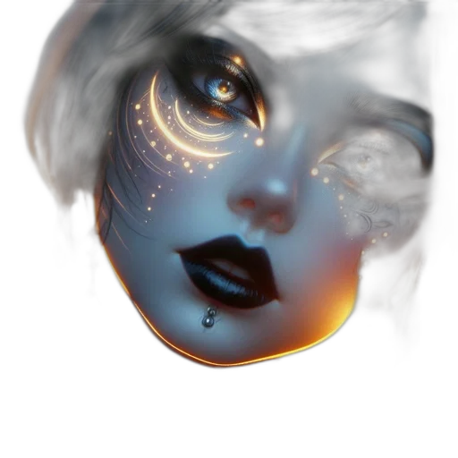 mask, face, creature, staff, fantasy art, concept art, photorealistic, 3d render transparent PNG cut-out