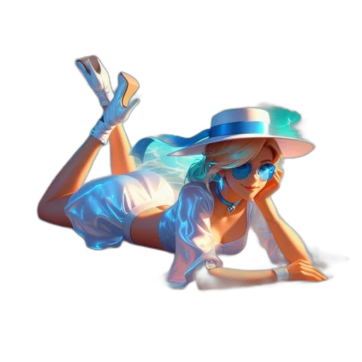 hat, concept art, 3d render, vaporwave, pixel art, blue, pastel, neon transparent PNG cut-out