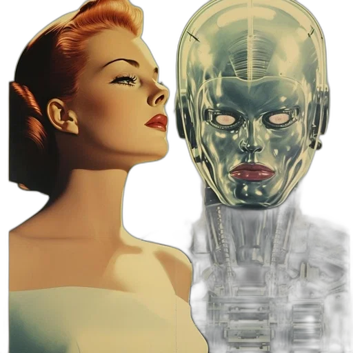 robot, mask, face, comic book art, concept art, cyberpunk, 3d render, outer space transparent PNG cut-out