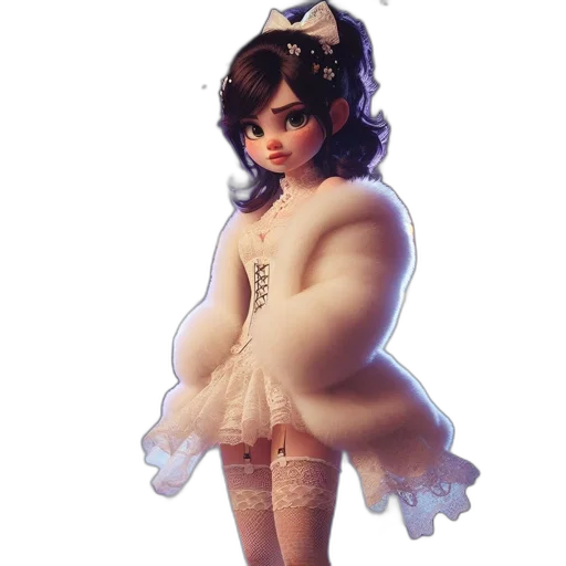 dress, concept art, 3d render, fantasy art, photorealistic, animated, female, character transparent PNG cut-out