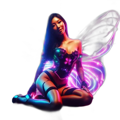 dress, fantasy art, concept art, pixel art, 3d render, neon lights, neon, woman transparent PNG cut-out