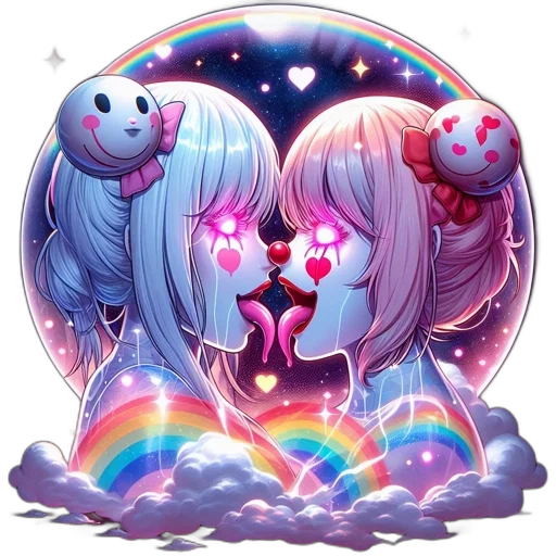 anime, pixel art, fantasy art, concept art, outer space, colorful, pastel, two transparent PNG cut-out