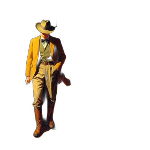 hat, jacket, staff, robot, concept art, 3d render, pixel art, photorealistic transparent PNG cut-out