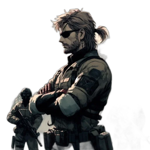 jacket, weapon, staff, face transparent PNG cut-out