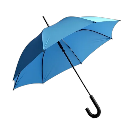 umbrella, staff, 3d render, photorealistic, rain, blue, black, handle transparent PNG cut-out
