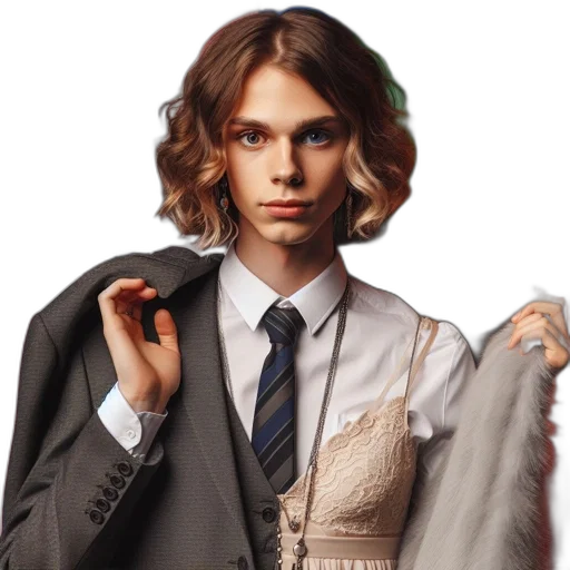 jacket, hair, staff, face, photorealistic, concept art, 3d render, fantasy art transparent PNG cut-out
