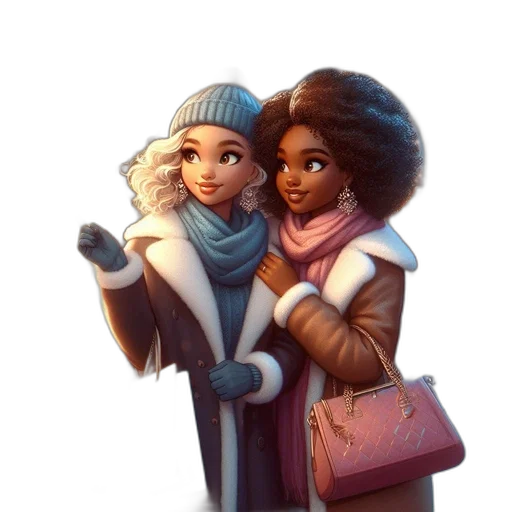 jacket, concept art, cartoon, 3d render, fantasy art, snow, city street, pastel transparent PNG cut-out