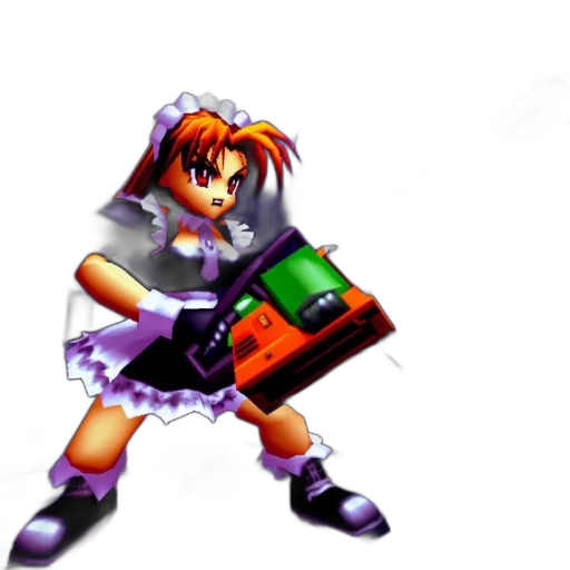weapon, robot, dress, staff, concept art, 3d render, pixel art, vaporwave transparent PNG cut-out
