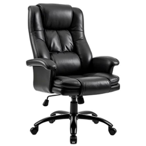 furniture, staff, 3d render, black, leather, office, chair, high transparent PNG cut-out