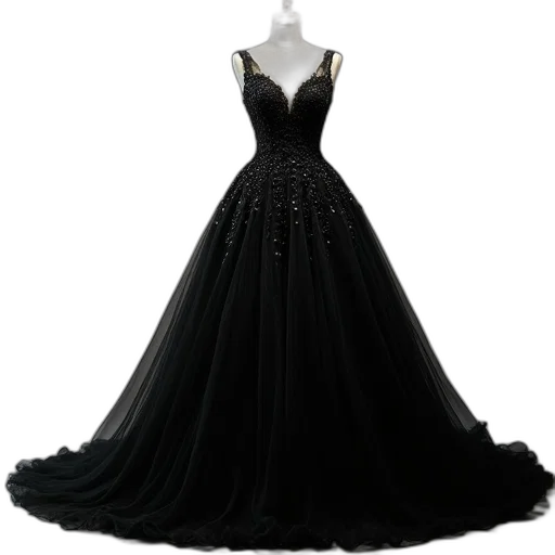 dress, dark, black, beaded transparent PNG cut-out