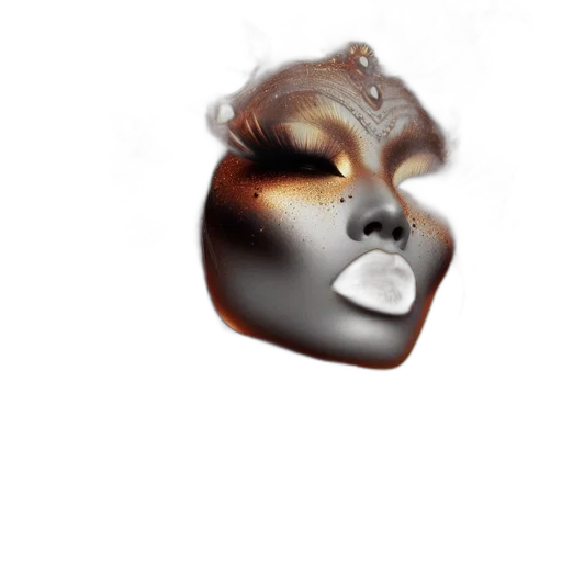 mask, face, crown, hair, photorealistic, 3d render, concept art, fantasy art transparent PNG cut-out