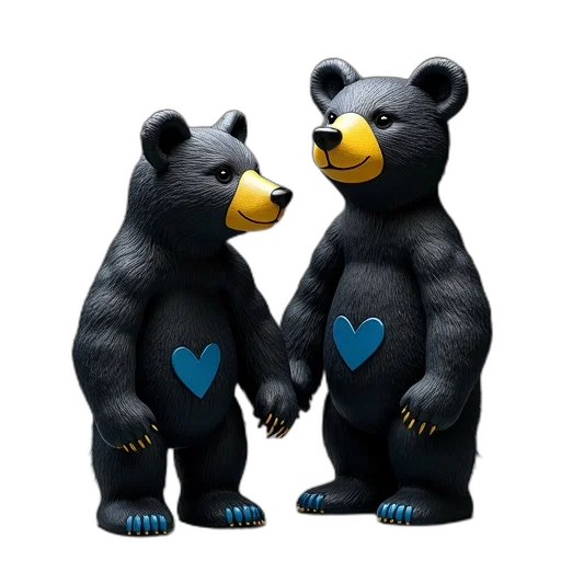 3d render, concept art, two, black transparent PNG cut-out