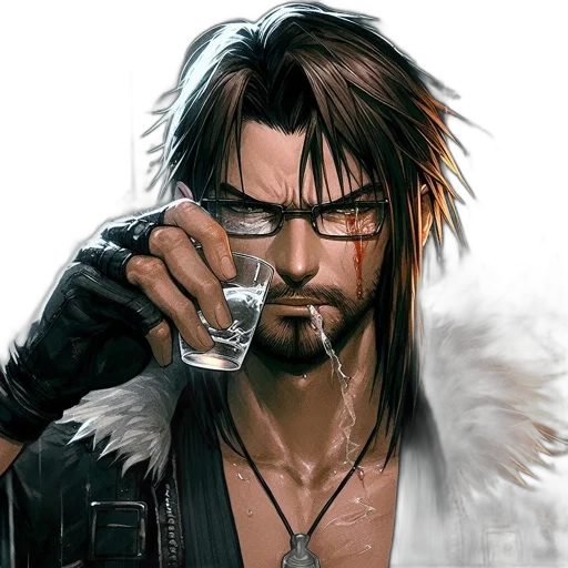 concept art, fantasy art, photorealistic, comic book art, intense, bearded, man, ponytail transparent PNG cut-out