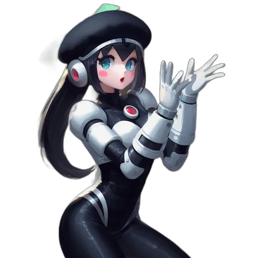 robot, staff, hat, weapon, concept art, anime, 3d render, cartoon transparent PNG cut-out