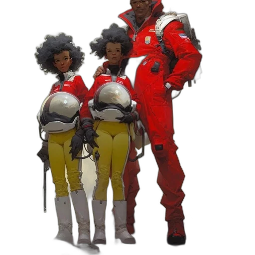 staff, concept art, comic book art, 3d render, outer space, red, three, figures transparent PNG cut-out