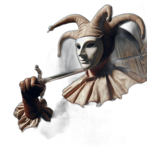 mask, staff, weapon, face, fantasy art, concept art, 3d render, photorealistic transparent PNG cut-out