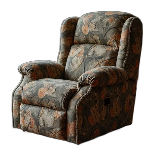 furniture, crown, 3d render, photorealistic, realtree, camo, kids, recliner transparent PNG cut-out