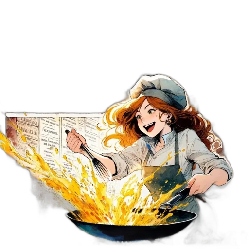 food, staff, hat, comic book art, concept art, cartoon, watercolor, fire transparent PNG cut-out