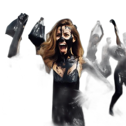 mask, concept art, photorealistic, group, people, coated, dark, substances transparent PNG cut-out
