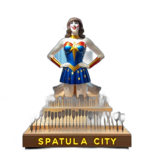 crown, concept art, comic book art, 3d render, cartoon, wonder, woman, statue transparent PNG cut-out