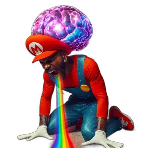 hat, creature, crown, animal, concept art, 3d render, pixel art, vaporwave transparent PNG cut-out