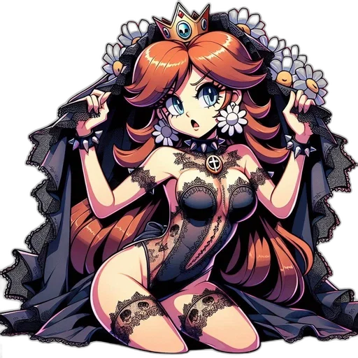 crown, flower, dress, staff, pixel art, anime, concept art, fantasy art transparent PNG cut-out