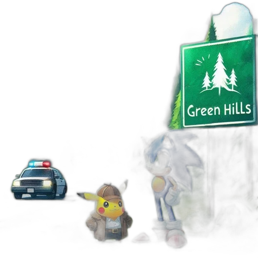 concept art, pixel art, 3d render, fantasy art, fog, city street, snow, police transparent PNG cut-out