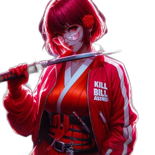 jacket, weapon, staff, concept art, comic book art, cyberpunk, photorealistic, red transparent PNG cut-out