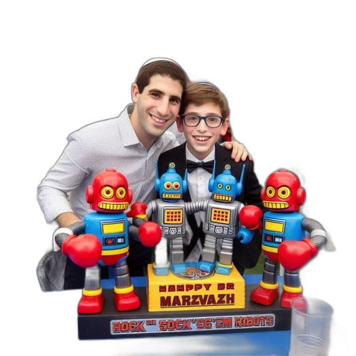 robot, 3d render, young, boy, celebrates, bar, mitzvah, event transparent PNG cut-out