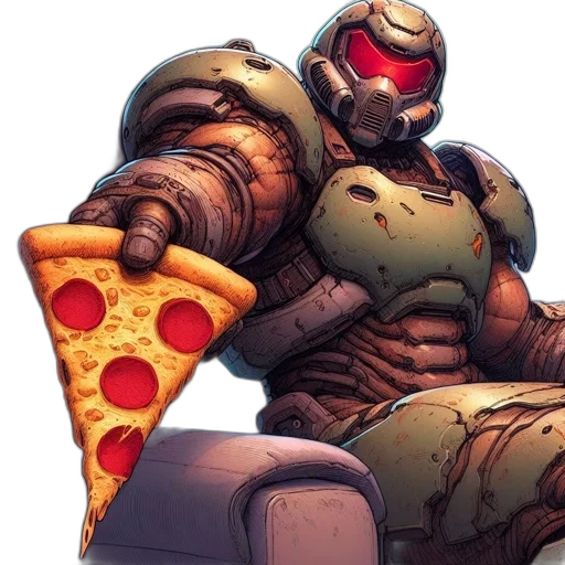 food, robot, concept art, comic book art, pixel art, red, anthropomorphic, metallic transparent PNG cut-out