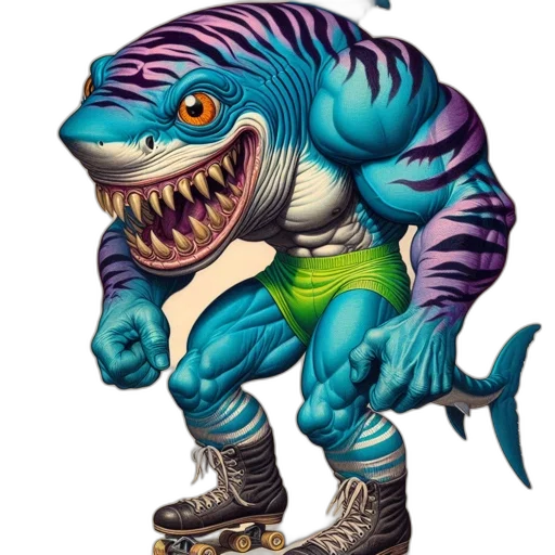 creature, animal, concept art, fantasy art, comic book art, pixel art, anthropomorphic, shark transparent PNG cut-out