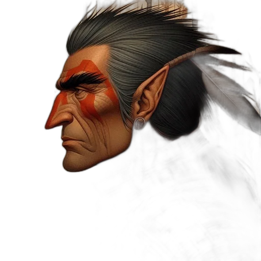 face, staff, mask, hair, concept art, fantasy art, photorealistic, 3d render transparent PNG cut-out