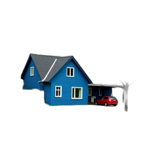 car, building, furniture, 3d render, concept art, photorealistic, blue, house transparent PNG cut-out